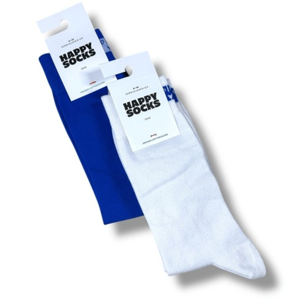 NWT Happy Socks Bundle Adult Size 8-12 / 10-12.5 Blue and White Crew Socks